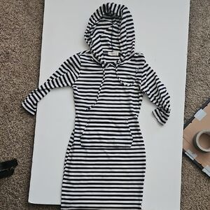 Heart HIPS Striped Black and White Hoodie Dress